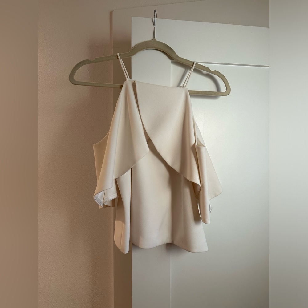 Eliza J Ivory Cold-Shoulder Flowy Top